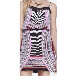 Express Pink and‎ Black Zebra Geometric Mini Slip Dress - SZ SP